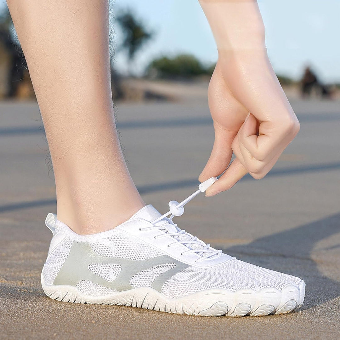 Wodoodporne ortopedyczne buty do chodzenia boso – Nayla-Hellgrau-Orange-35-Trend Polska