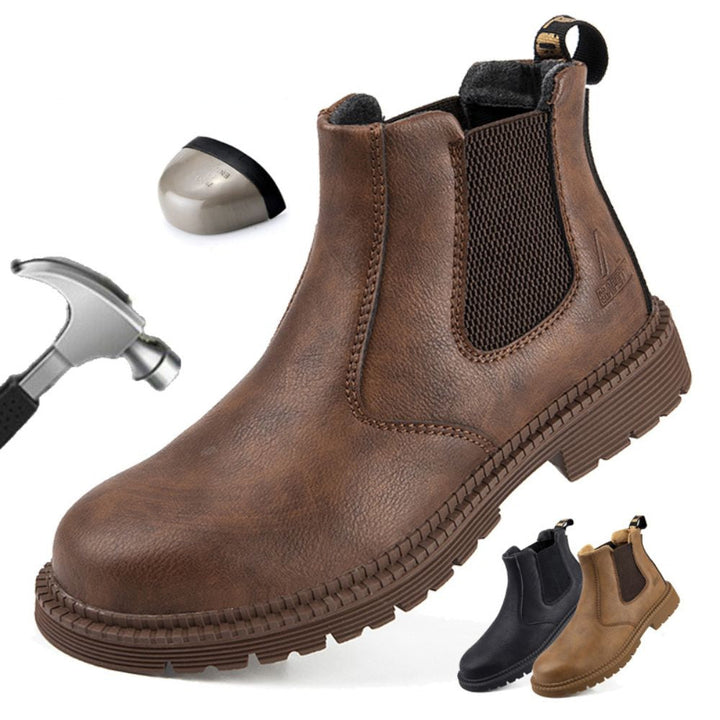 Wodoodporne Skórzane Buty Robocze - Sigvard-Wielbłąd-40-Trend Polska