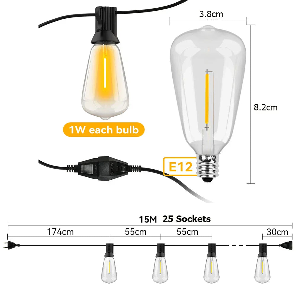 Wodoodporny łańcuch świetlny LED - LumiGlow-15 M-Trend Polska