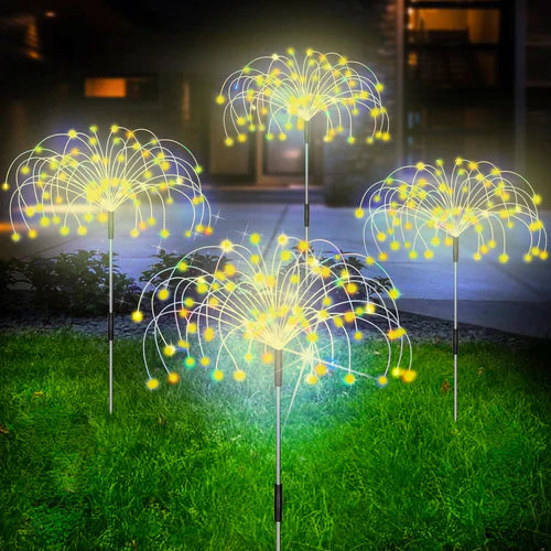 Wodoszczelna lampa ogrodowa solarna z efektem fajerwerków – SparkGlow-Ciepły odcień-Trend Polska