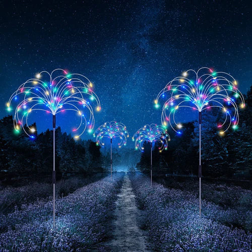 Wodoszczelna lampa ogrodowa solarna z efektem fajerwerków – SparkGlow-Wielokolorowy-Trend Polska
