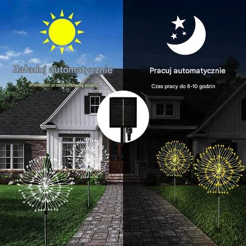 Wodoszczelna lampa ogrodowa solarna z efektem fajerwerków – SparkGlow-Wielokolorowy-Trend Polska