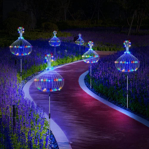 Wodoszczelna lampa ogrodowa solarna z efektem fajerwerków – SparkGlow-Wielokolorowy-Trend Polska