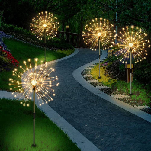 Wodoszczelna lampa ogrodowa solarna z efektem fajerwerków – SparkGlow-Wielokolorowy-Trend Polska