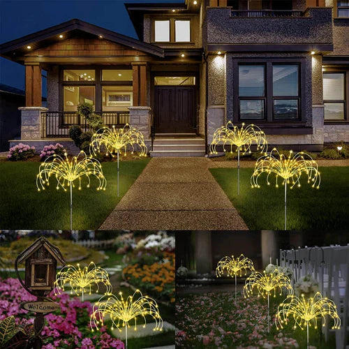 Wodoszczelna lampa ogrodowa solarna z efektem fajerwerków – SparkGlow-Wielokolorowy-Trend Polska
