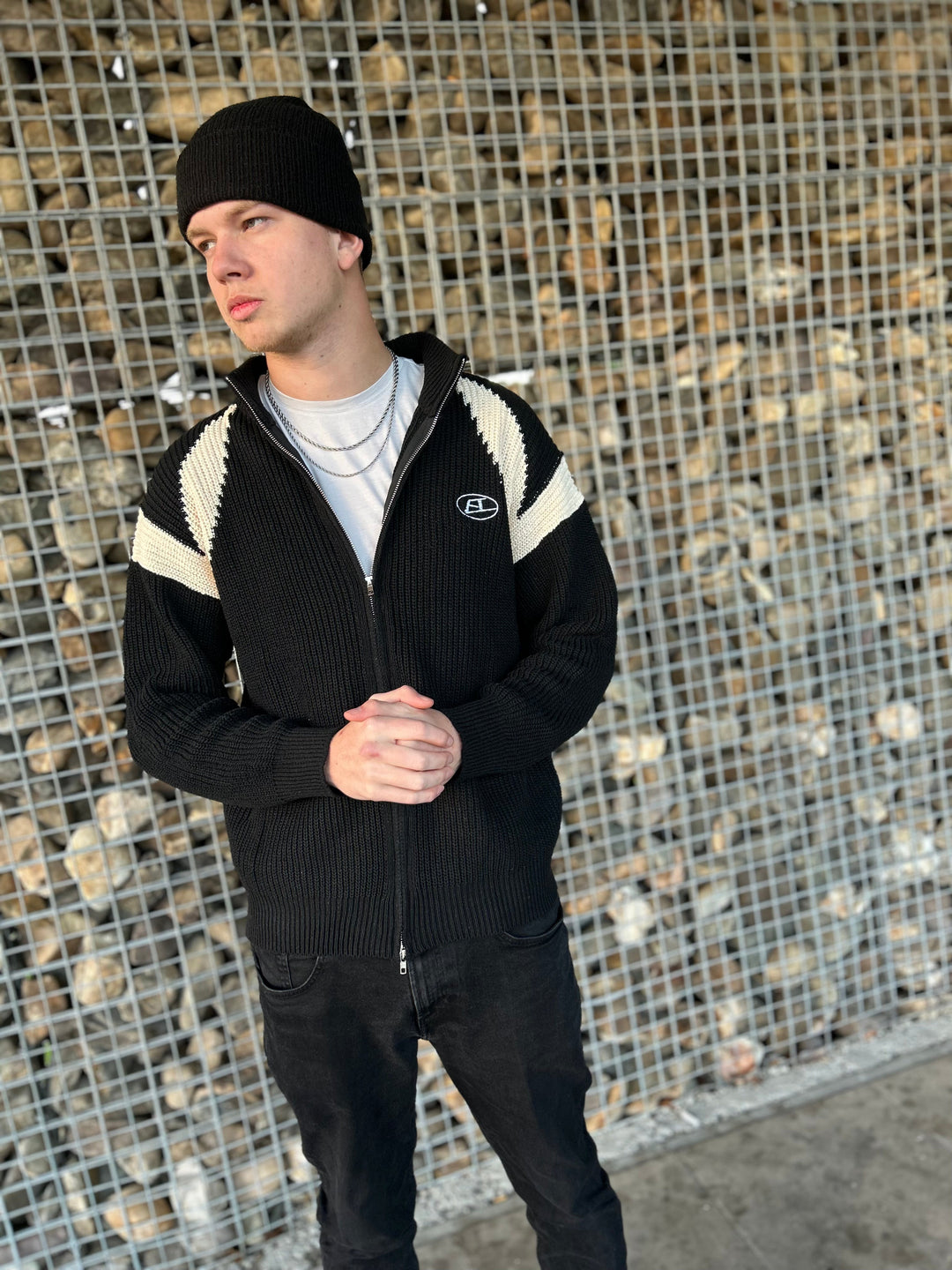 Woven Męski Kamizelka - Gideon-Czarny-S-Trend Polska