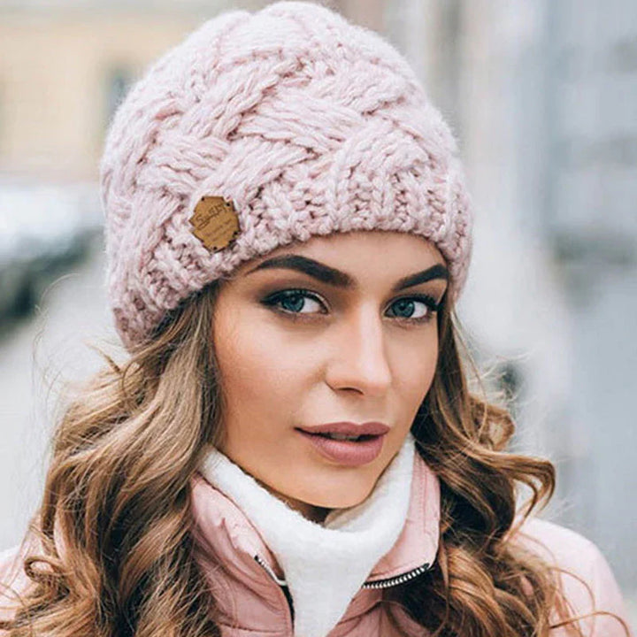 Wygodna dziergana czapka - Elena-Różowy-Trend Polska