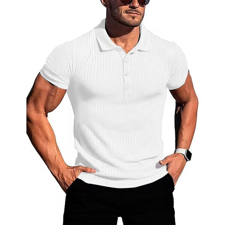 Wygodna i stylowa męska koszulka polo z guzikami – Nevan-Biały-S-Trend Polska