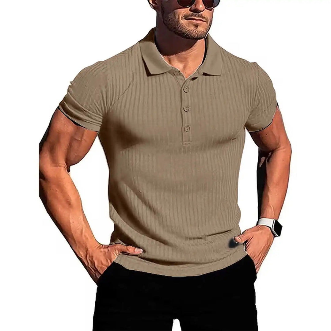 Wygodna i stylowa męska koszulka polo z guzikami – Nevan-Khaki-S-Trend Polska