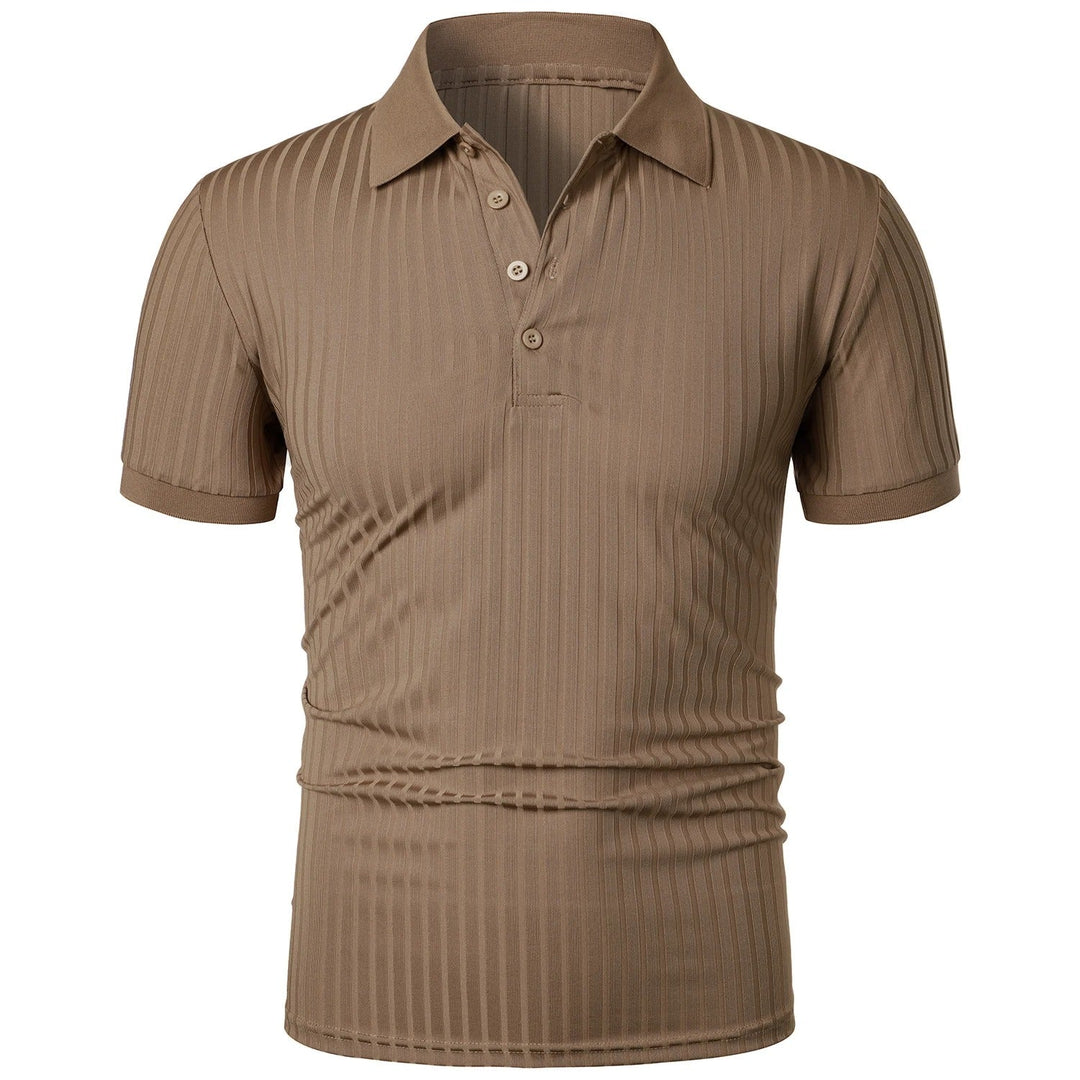 Wygodna i stylowa męska koszulka polo z guzikami – Nevan-Khaki-S-Trend Polska
