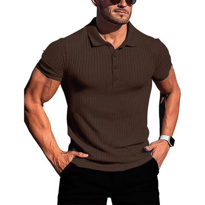 Wygodna i stylowa męska koszulka polo z guzikami – Nevan-Khaki-S-Trend Polska