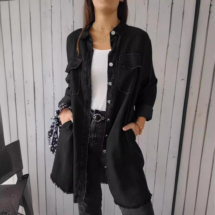Wygodna koszula z materiału przypominającego dżins - Sophie-Czarny-M-Trend Polska