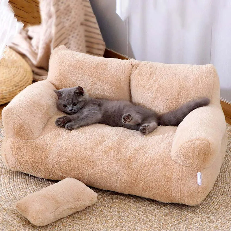 Wygodna sofa dla zwierząt - ComfortNest-Khaki-M-55cm-Trend Polska