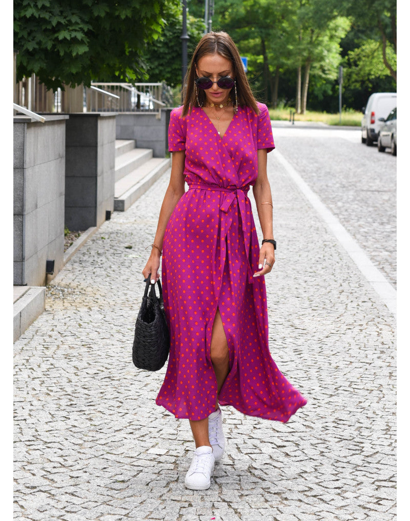 Wygodna sukienka letnia - Lina-Czerwone Kropki-S-Trend Polska