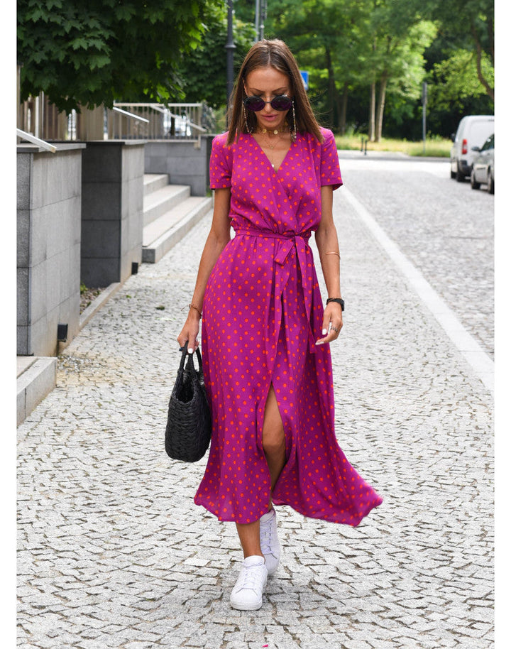 Wygodna sukienka letnia - Lina-Czerwone Kropki-S-Trend Polska