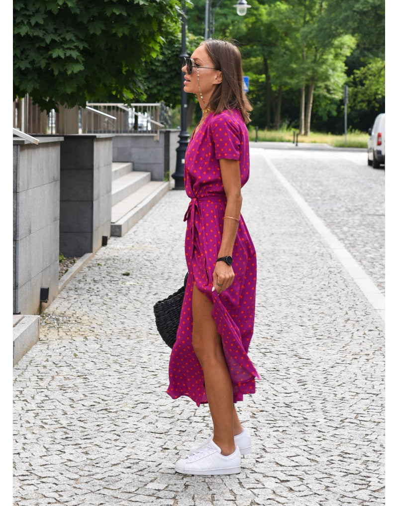 Wygodna sukienka letnia - Lina-Różowy-S-Trend Polska