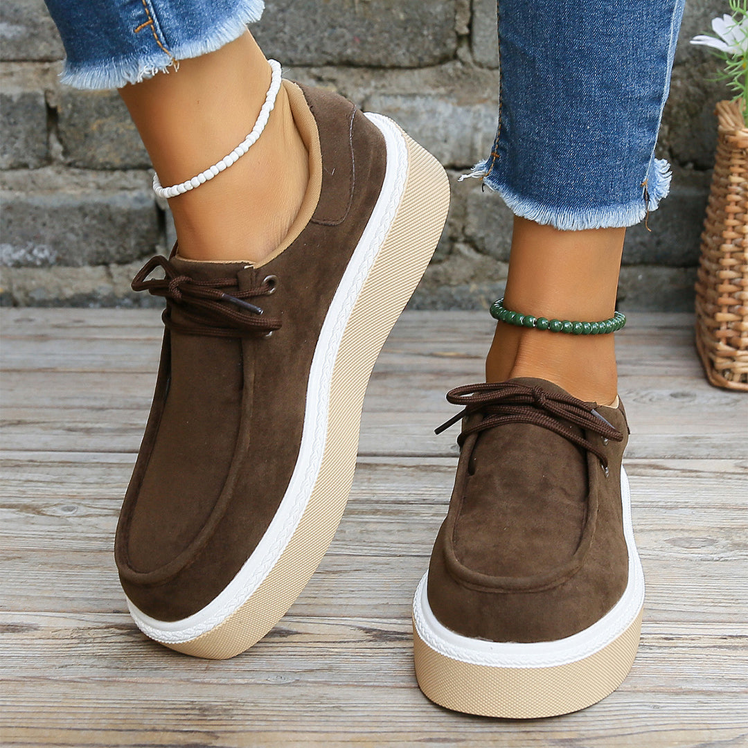 Wygodne damskie buty sznurowane z amortyzacją - Aveline-Ciemnobrązowy-35-Trend Polska