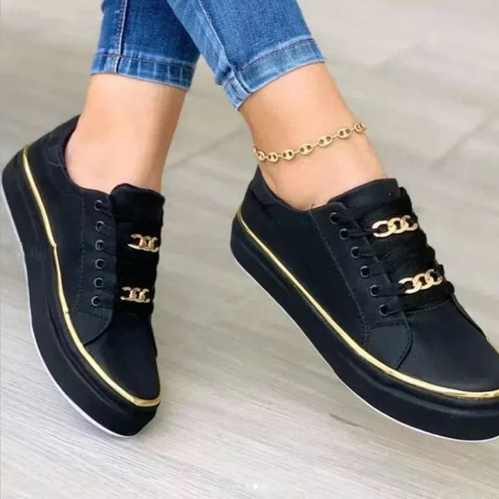 Wygodne damskie sneakersy typu slip-on w stylu casual – Melina-Czarny-35-Trend Polska