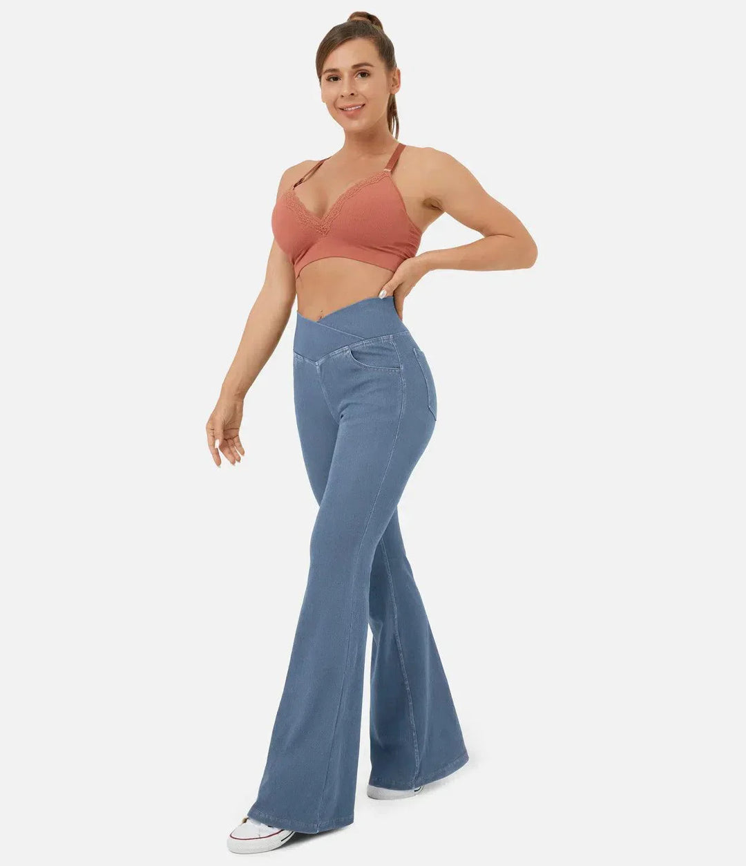 Wygodne dżinsy z wysokim stanem Curvy - Aria-Jasnoniebieski-XS-Trend Polska
