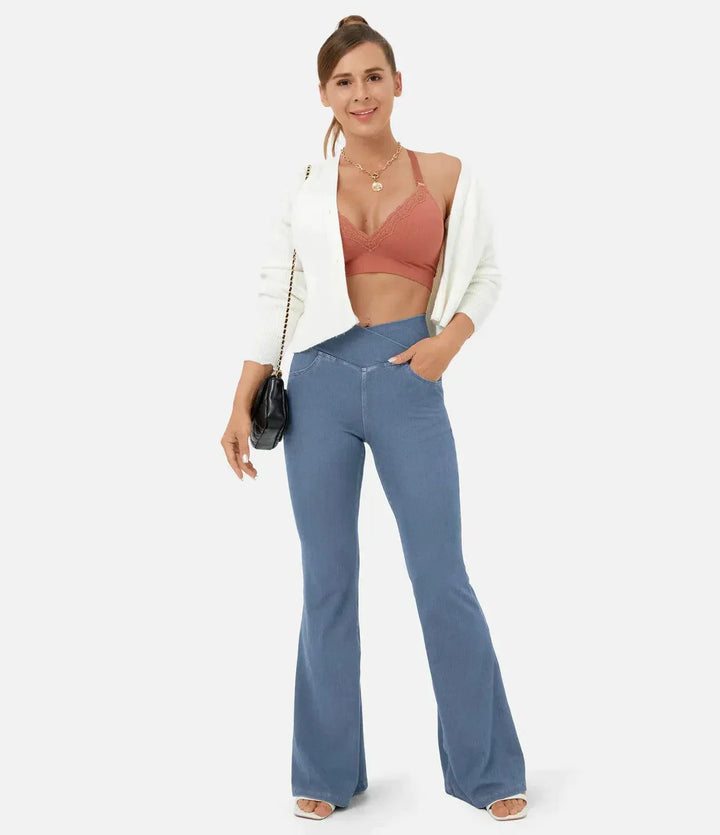 Wygodne dżinsy z wysokim stanem Curvy - Aria-Jasnoniebieski-XS-Trend Polska