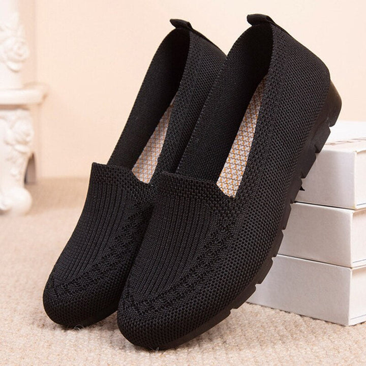 Wygodne i oddychające damskie buty slip-on na co dzień z wsparciem dla łuku stopy – Leona-Czarny-35-Trend Polska