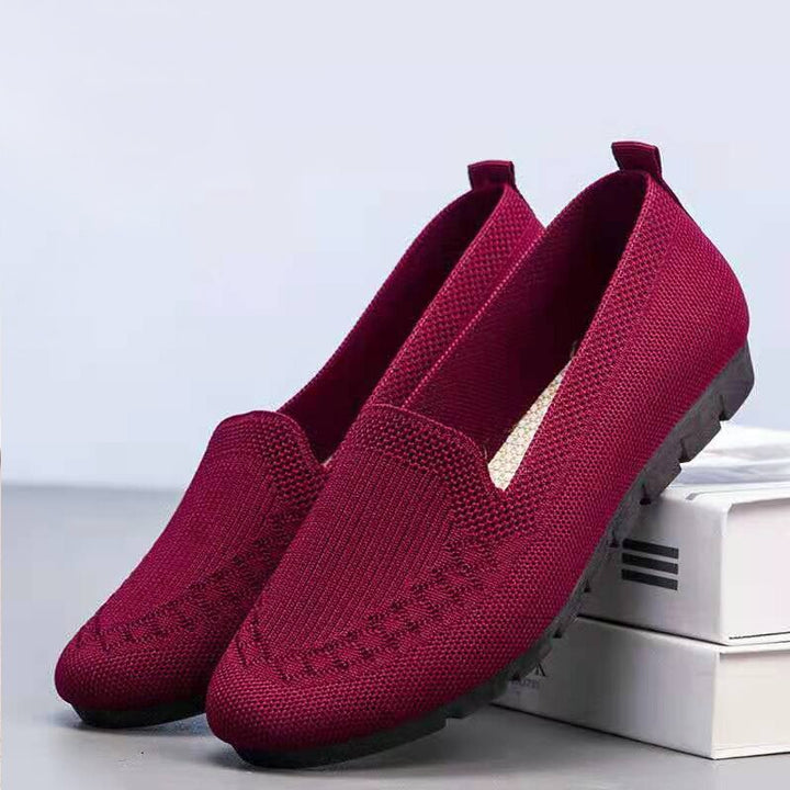 Wygodne i oddychające damskie buty slip-on na co dzień z wsparciem dla łuku stopy – Leona-Czerwony-35-Trend Polska