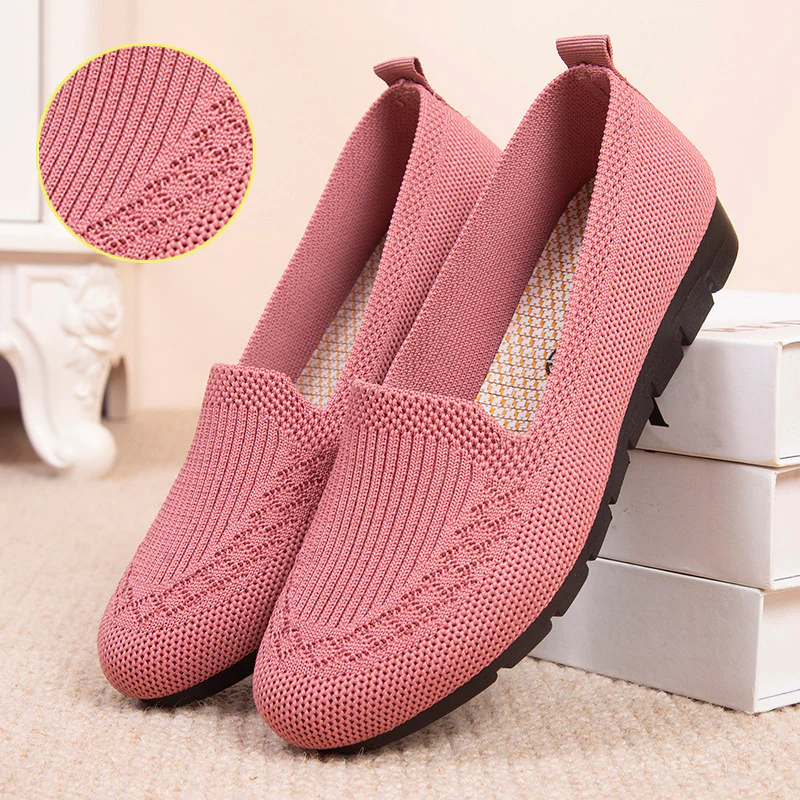 Wygodne i oddychające damskie buty slip-on na co dzień z wsparciem dla łuku stopy – Leona-Różowy-35-Trend Polska