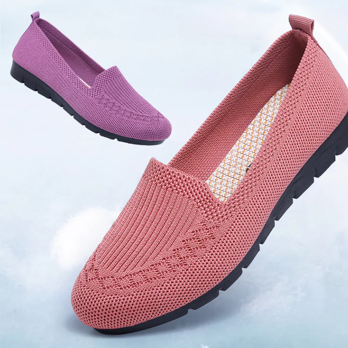 Wygodne i oddychające damskie buty slip-on na co dzień z wsparciem dla łuku stopy – Leona-Różowy-35-Trend Polska