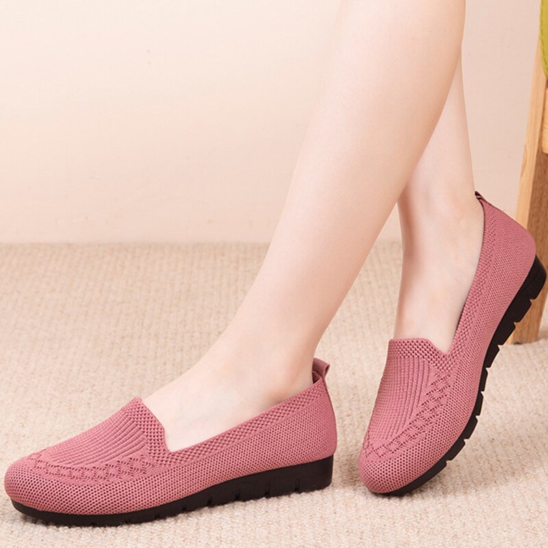 Wygodne i oddychające damskie buty slip-on na co dzień z wsparciem dla łuku stopy – Leona-Różowy-35-Trend Polska