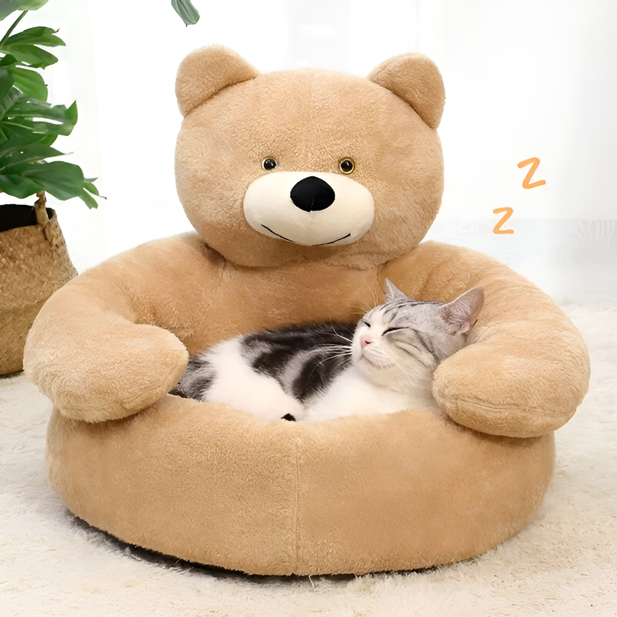 Wygodne legowisko dla zwierząt - CozyBear-Khaki-Mały (odpowiedni dla 1-6kg)-Trend Polska