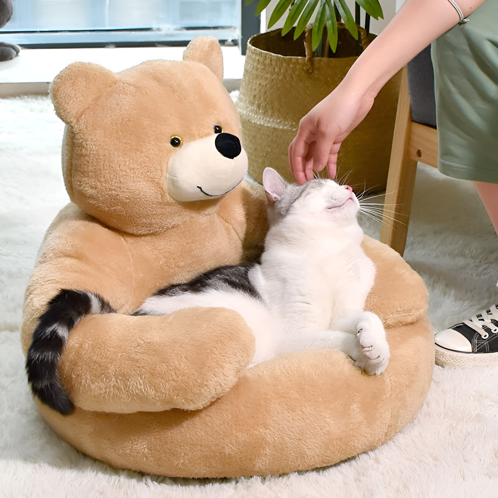 Wygodne legowisko dla zwierząt - CozyBear-Khaki-Mały (odpowiedni dla 1-6kg)-Trend Polska