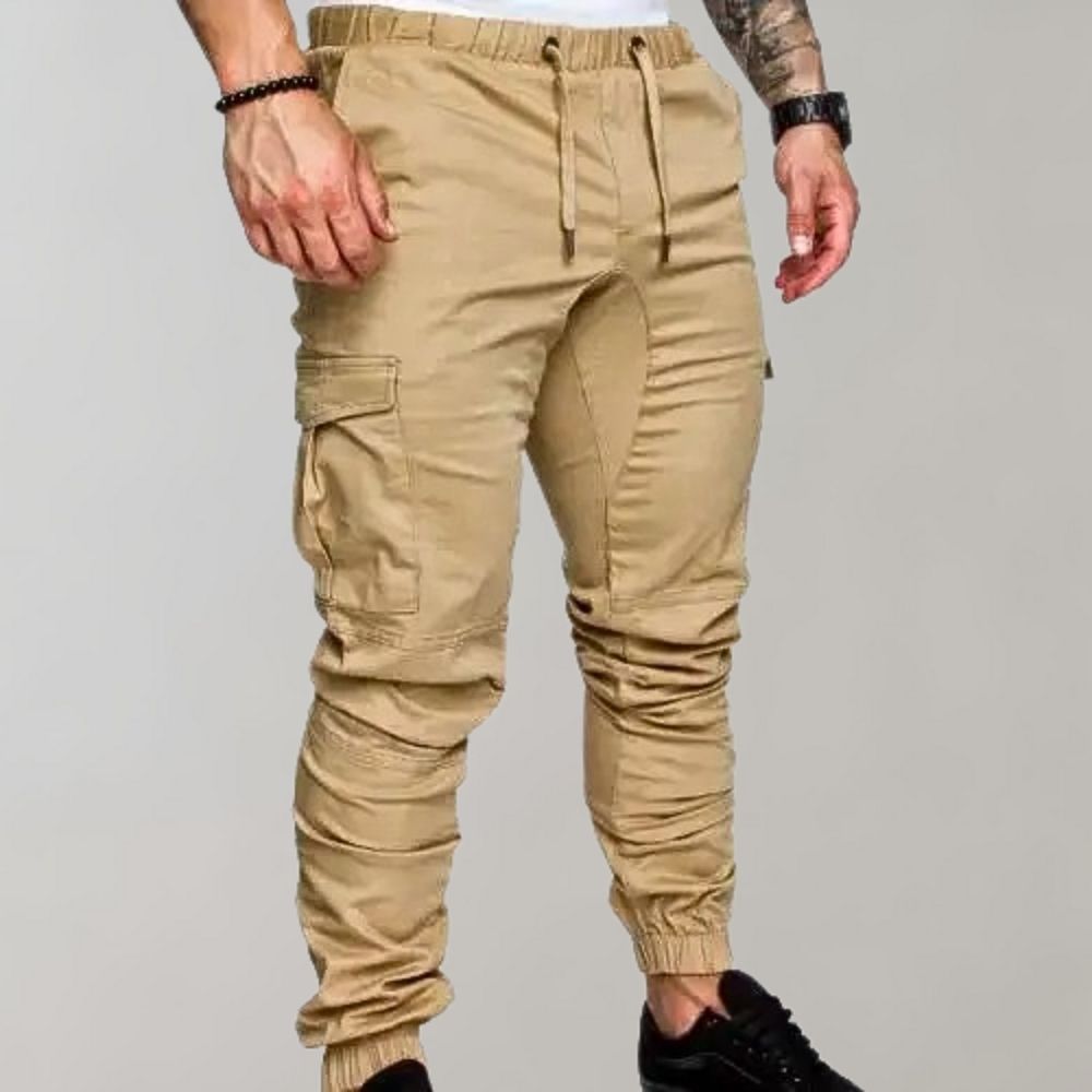 Wygodne Męskie Spodnie Cargo - Elias-Khaki-M-Trend Polska
