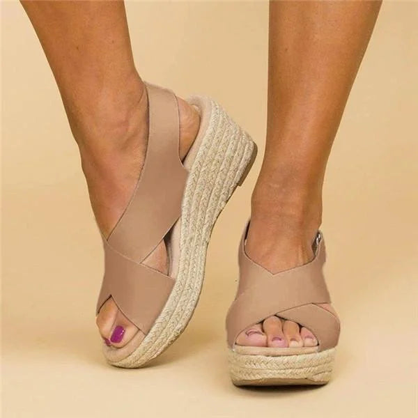 Wygodne ortopedyczne espadryle na koturnie - Clara-Czarny-35-Trend Polska
