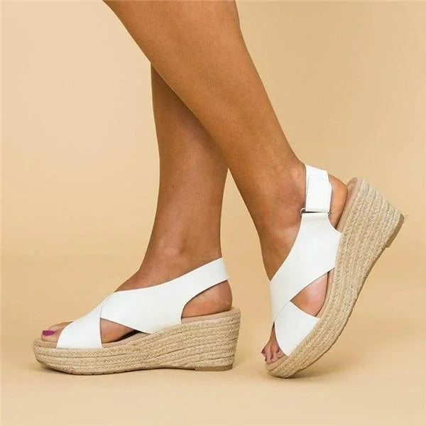 Wygodne ortopedyczne espadryle na koturnie - Clara-Czarny-35-Trend Polska