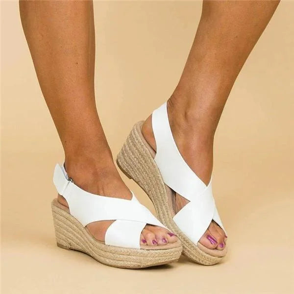 Wygodne ortopedyczne espadryle na koturnie - Clara-Czarny-35-Trend Polska