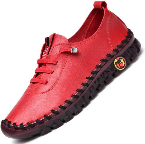 Wygodne płaskie damskie loafersy – Ella-Czerwony-35-Trend Polska