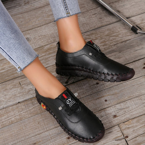 Wygodne płaskie damskie loafersy – Ella-Czarny-35-Trend Polska