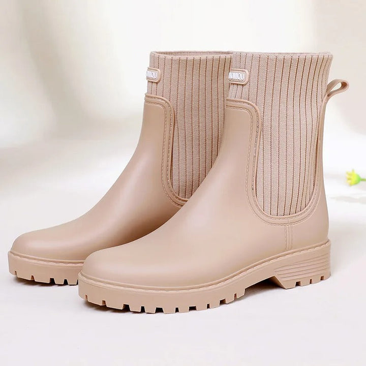 Wygodne Wodoodporne Damskie Kalosze - Livia Rain Luxe-Beżowy-36-Trend Polska