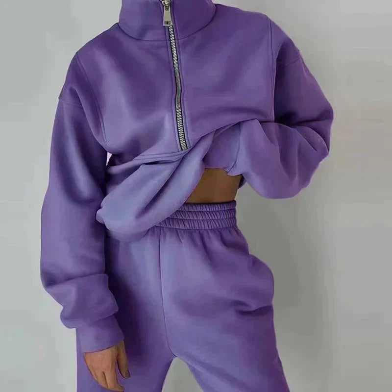 Wygodny Damski Dres - Ava-Fioletowy-S-Trend Polska