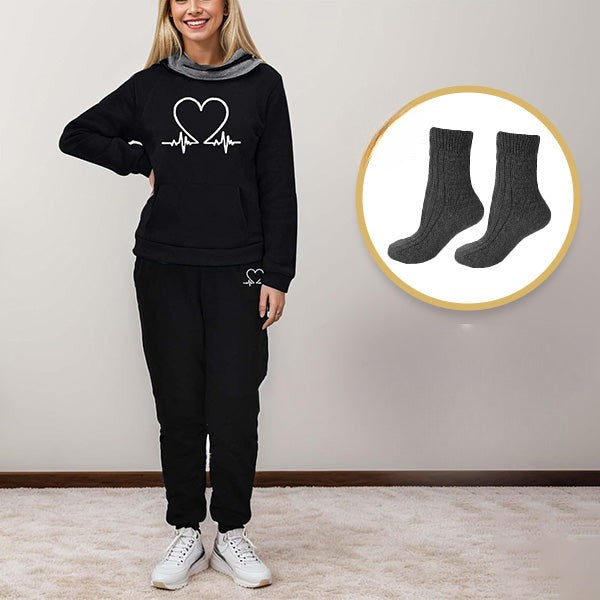 WYGODNY DAMSKI DRES DWUCZĘŚCIOWY – WARMFLEX™-Czarna + 1 para ciepłych skarpet-S-Trend Polska