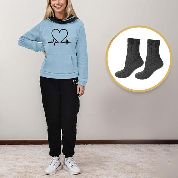 WYGODNY DAMSKI DRES DWUCZĘŚCIOWY – WARMFLEX™-Niebieska + 1 para ciepłych skarpet-S-Trend Polska