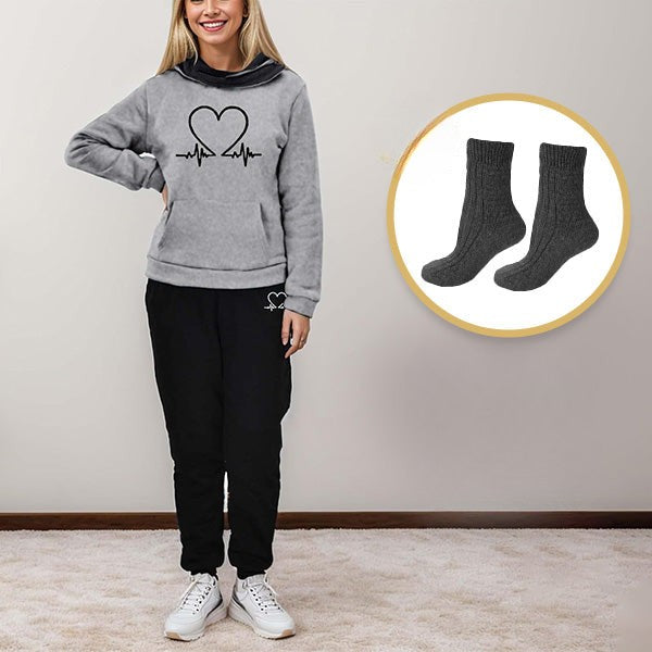 WYGODNY DAMSKI DRES DWUCZĘŚCIOWY – WARMFLEX™-Szara + 1 para ciepłych skarpet-S-Trend Polska