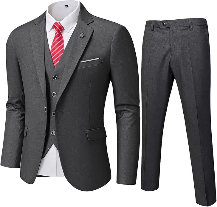 Wygodny Dwuczęściowy Garnitur Męski - Ralph-ciemnoszary-XS-Trend Polska
