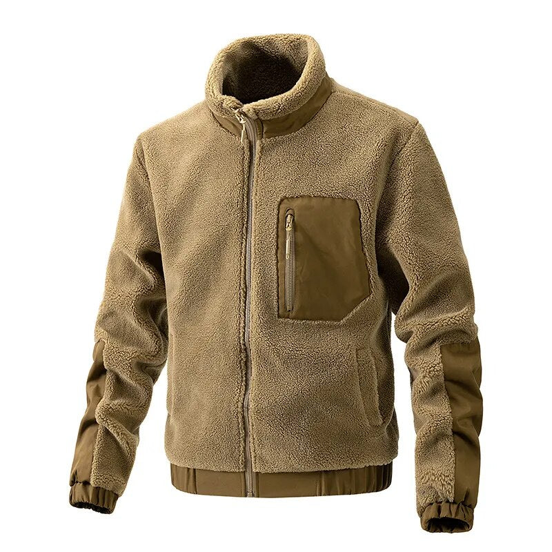 Wygodny męski płaszcz wełniany - Thomas-Khaki-M-Trend Polska