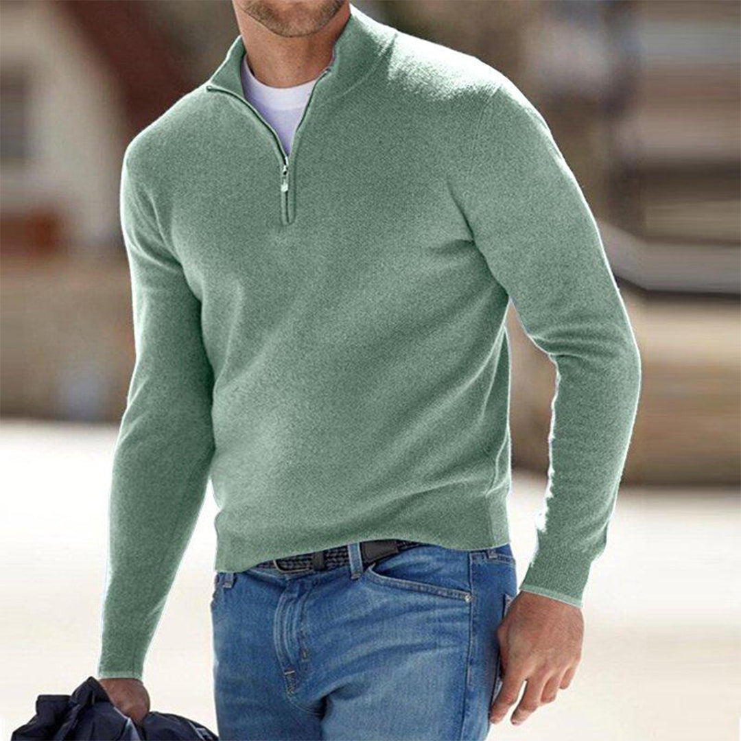 Wygodny męski sweter z zamkiem - Milo-Zielony-S-Trend Polska