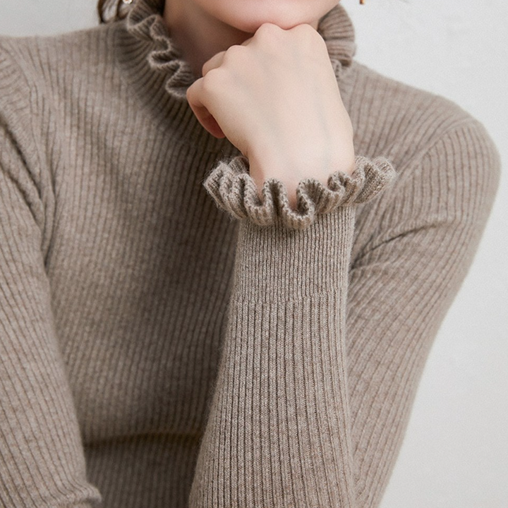 Wygodny sweter damski z kaszmiru - Aurélie-Brązowy-S-Trend Polska