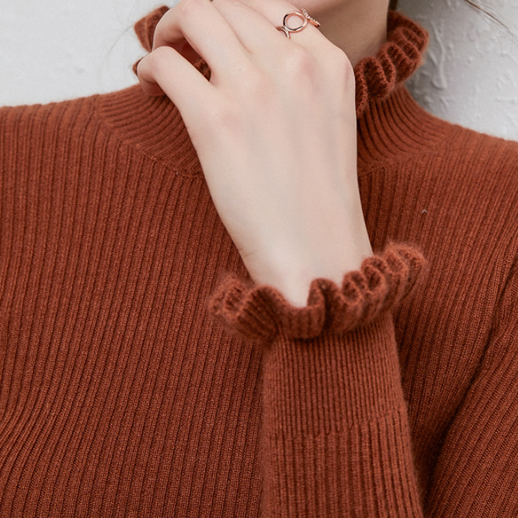 Wygodny sweter damski z kaszmiru - Aurélie-Kasztanowy-S-Trend Polska
