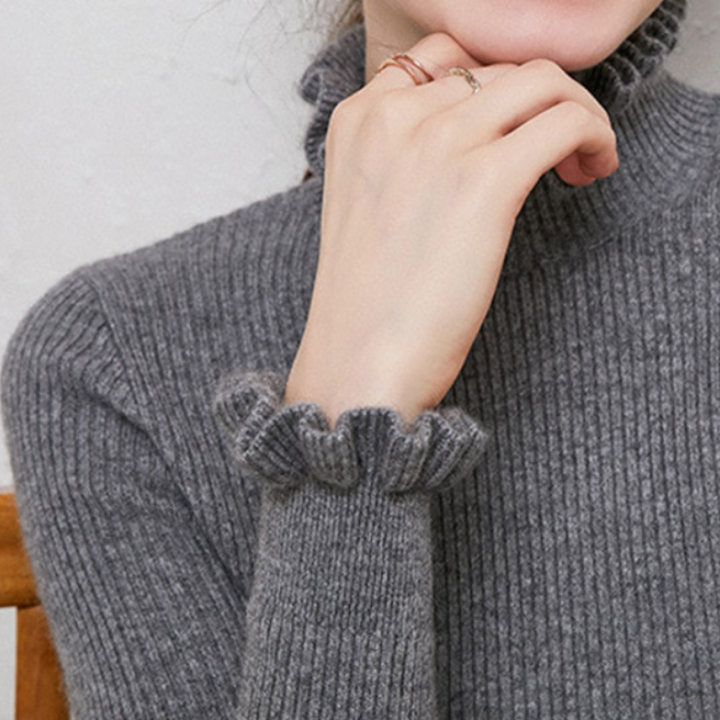 Wygodny sweter damski z kaszmiru - Aurélie-Szary-S-Trend Polska