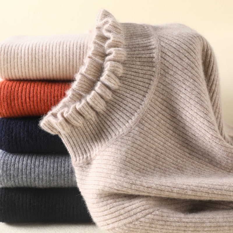 Wygodny sweter damski z kaszmiru - Aurélie-Brązowy-S-Trend Polska