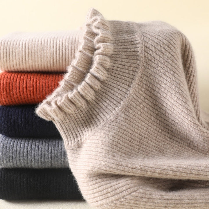 Wygodny sweter damski z kaszmiru - Aurélie-Brązowy-S-Trend Polska